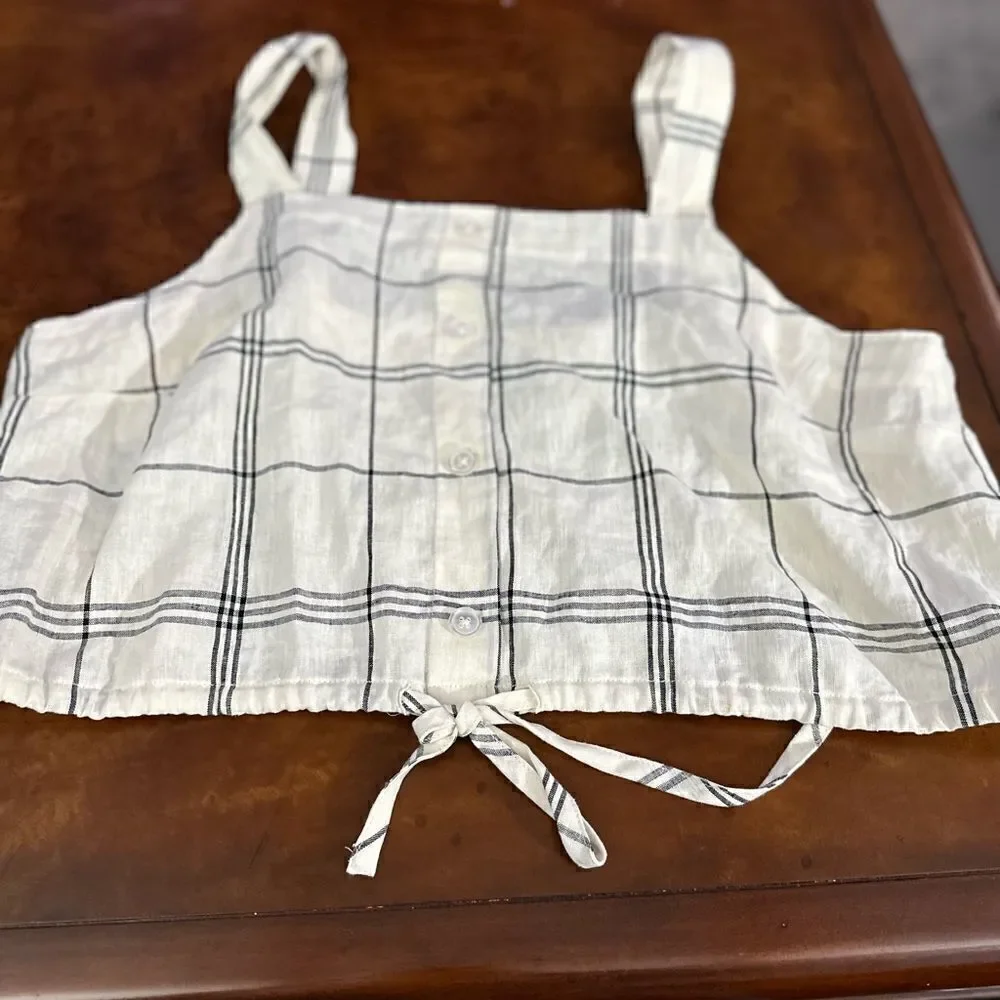 A New Day Womens Linen Blend Tie-Front Faux-Button Tank Top Cream Size XL NWT - Picture 5 of 11